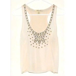 Arden B Size S Embellished Sheer Crop Top
